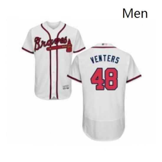 Mens Atlanta Braves 48 Jonny Venters White Home Flex Base Authentic Collection Baseball Jersey